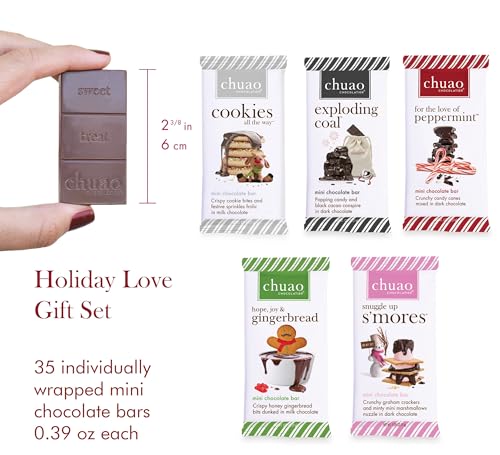 Chuao Chocolatier Share the Love Assorted Milk and Dark Mini Gourmet Chocolate Bars Gift Box | Sampler For Holiday, Birthday, Thank You, Corporate Gift Baskets | 36 Bars, 0.39 oz Each