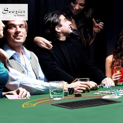 Soozier Poker Table Foldable Blackjack Table for 7 Players 72" Green Felt