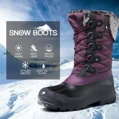 mysoft Women's Snow Boots Waterproof Mid-Calf Winter Boots