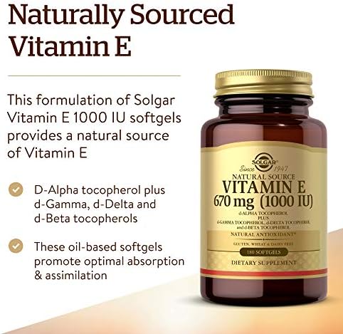 Solgar Vitamin E 670 mg (1000 IU), 100 Mixed Soft Gels - Non GMO | Suitable for Vegetarians, Gluten Free