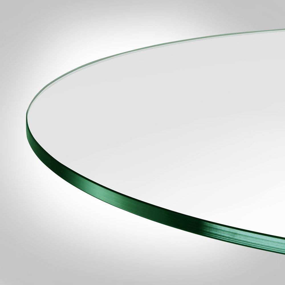 24 inch Round Glass Table Top - Tempered - 3/8" Thick Glass Surface, Safe Pencil Edge, Multipurpose for Dining Table, Patio, Coffee and End Table
