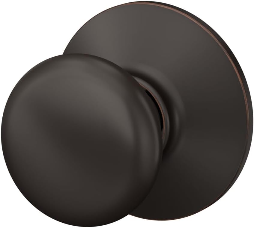 Schlage Plymouth Bed/Bath Privacy Door Knob with Lock, Satin Nickel | Interior bedroom or bathroom door knob with push button lock, Easy to install, Certified durability, Universal fit