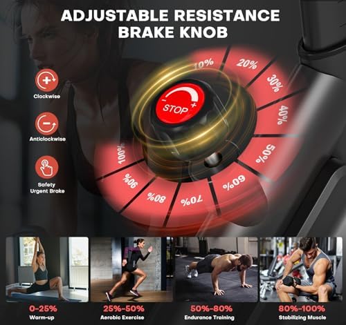 Exercise Bike, Adjustable Magnetic Resistance Stationary Bikes for Home with App Compatible