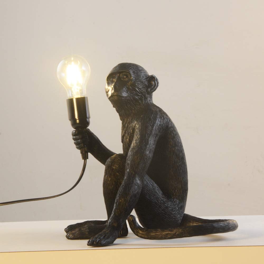 Golden Monkey Table Lamp, LongTN LED Resin Sitting Monkey Lighting