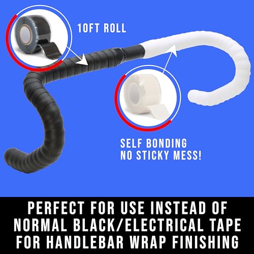 Domain Cycling - Bike Handlebar Tape - Self-Fusing Silicone Waterproofing Tape - 10 Ft Roll of Self-Bonding Handlebar Tape for Road Bike Repair