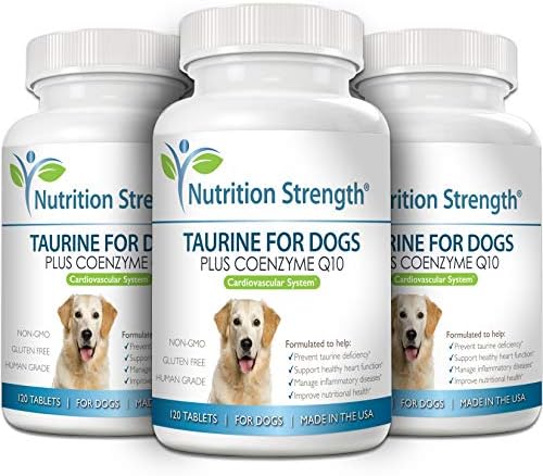 Taurine for Dogs, Support for a Healthy Heart Function, Resist Inflammatory Diseases, with Coenzyme Q10 to Help Manage Heart Failure and DCM in Dogs