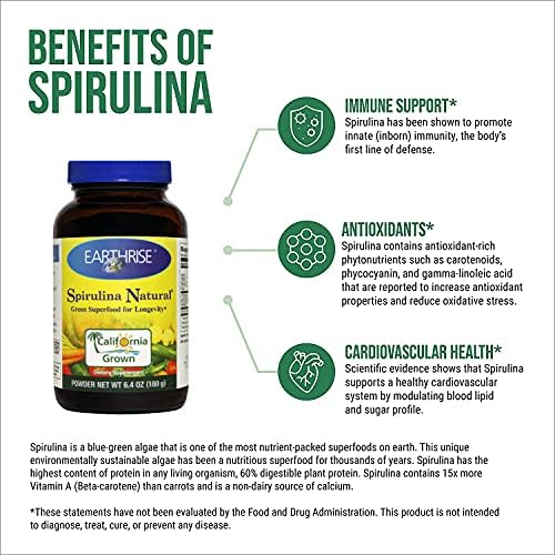 EARTHRISE Spirulina Powder 180 Gram | 100% California Grown