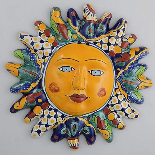 COLOR Y TRADICIÓN Mexican Talavera Ceramic Sun Face Wall Decor Hanging Pottery Folk Art # 08
