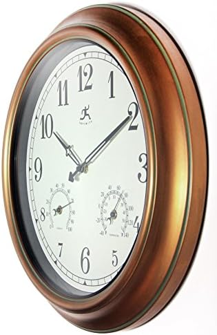 Craftsman 18 inch Copper Petina Outdoor Clock Thermometer Combo Patio Water