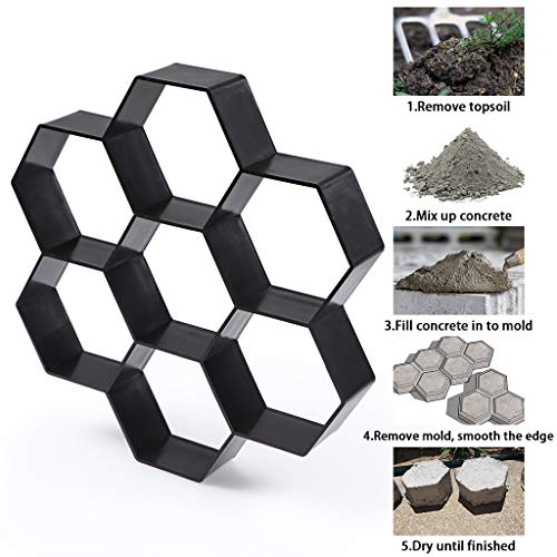 Skelang Hexagon Pavement Mold, 11.4"×11"×1.7" Reusable Walk Path Maker, Concrete Cement Pavement Mold for DIY Garden Concrete Path