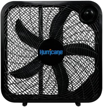 Hurricane Classic Floor Box Fan with 3 Speed Settings, White - 20in | Corded Portable Electric Air Cooling Unit w/ Powerful 2400 CFM Airflow for Home, Garage, Office, Bedroom & Basement