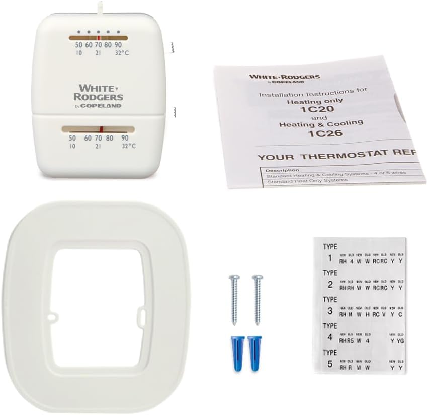 White-Rodgers Snap Action Thermostat, Cool Only, 1C21-101