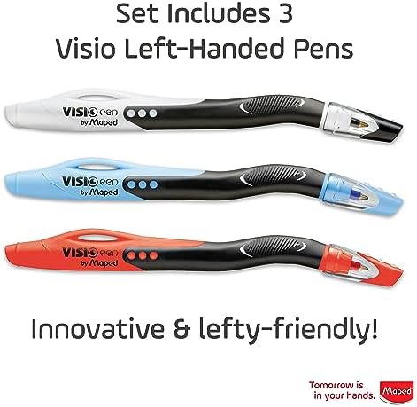Maped - Visio - Left-handed ballpoint pens - Black ink - 2 count | Smudge-Resistant Quick Dry Technology - Ergonomic Comfort Grip - Smooth Consistent Writing - School Office Home Use
