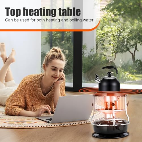 2-in-1 Kerosene Heater 9000 BTU, 4.5L Stainless Steel Kerosene Stove with 16-21H Burn Time, No Electricity Required Portable Radiant Heater, Adjustable Height Handle for Indoor Outdoor Camping Huntin