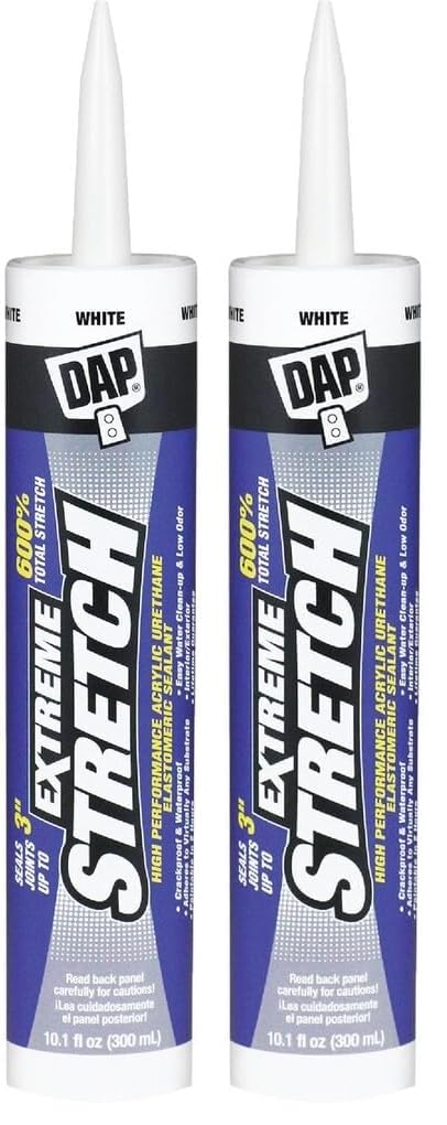 DAP Extreme Stretch Acrylic Urethane Premium Elastomeric Sealant, White, 10.1 Oz (7079818715)