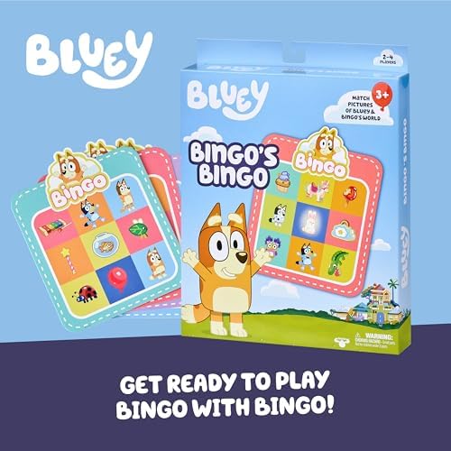 Moose Bingo’s Bingo Bluey Card Game, Kids Image Matching Card Game with 40 Cards, 48 Chips and 12 Scoring Chips