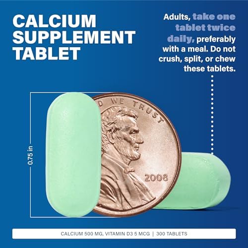 Major Oyster Shell Calcium with Vitamin D3 500 mg / 5 mcg (200 IU) - Daily Calcium Supplement - 300 Tablets (1 Pack)