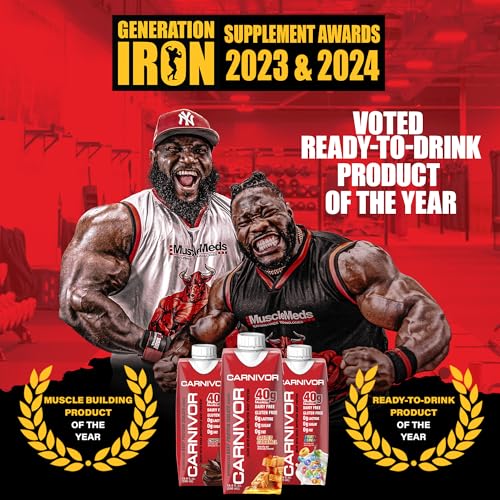 MuscleMeds Carnivor RTD, Ready to Drink Protein, Lactose Free, Sugar Free, 40g Isolate Protein, Muscle Building, Recovery, Chocolate, 16.9 Fl Oz (Pack of 12)