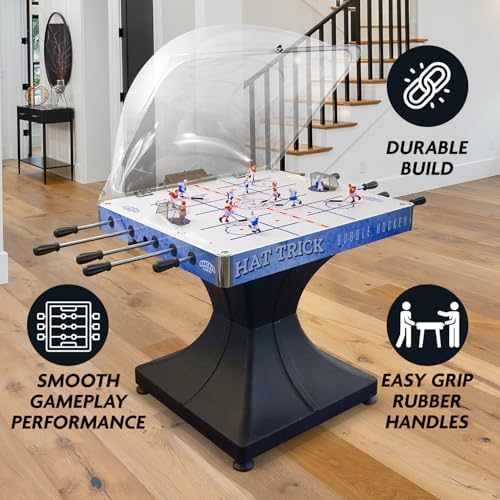 Hat Trick Bubble Hockey Game for Your Home Game Room - with Durable 2-Part Molded Base, Easy-Grip Rod Handles