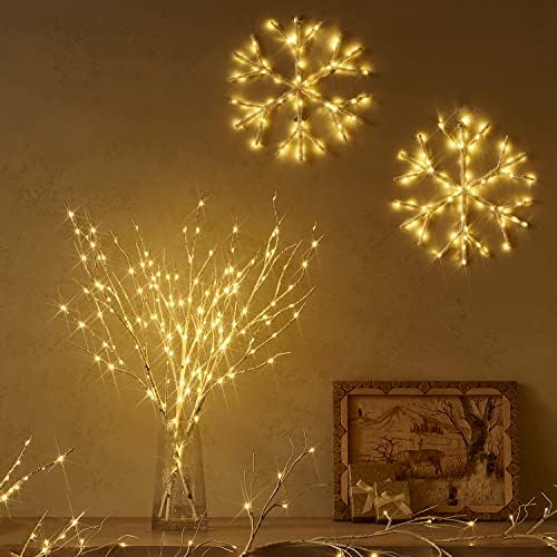 Fudios Lighted Branches with Timer 70 LED Fairy Lights 18in Battery Operated, Willow Branches with Lights for Vase Christmas Holiday Home Decor