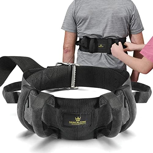 Medical king Gait Belt with 6 Handles Transfer Belt Fle to Unlock - 50" Holds up 500 LBS - or Lifting Seniors - Great Lift Belt for Elderly, Therapy