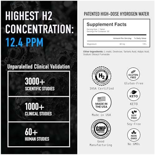 DrinkHRW REJUVENATION Molecular Hydrogen Water Tablets Unflavored, 30 Count