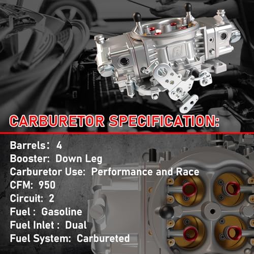 BR-67202 950 CFM Carburetor Race Series Mechanical Secondary Carburetor, Double Pumper 4150 4-Barrel Square Bore No Choke Dual Inlet