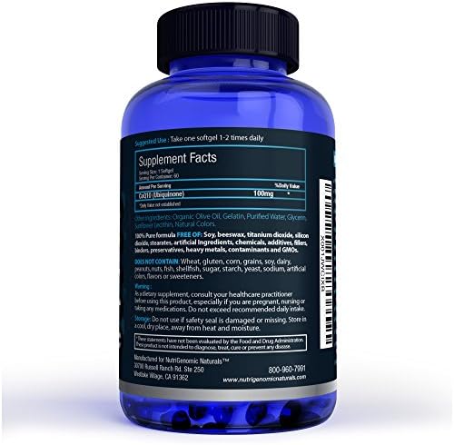 CoQ10, Coenzyme Q10, Highest Absorption with Organic Olive Oil, 100mg, 60 Softgels, Ubiquinone, Ubiquinol, Supports Heart Health. Pure, Natural