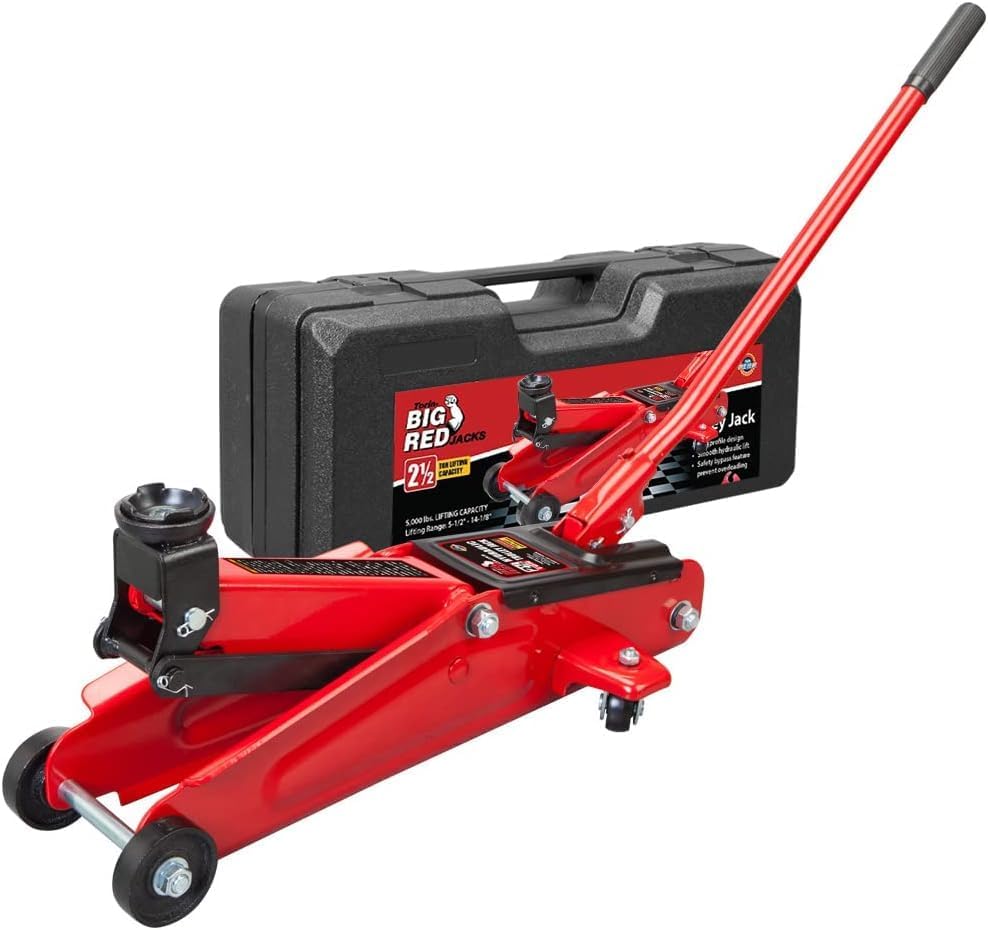 BIG RED AT84007R Torin Hydraulic Low Profile Service/Floor Jack with Dual Piston Quick Lift Pump, 4 Ton (8,000 lb) Capacity, Red