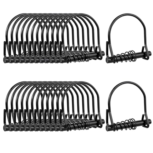 1/4 in Locking Pin with Spring 25 Pcs Silent Shaft Lock Pin, Black Arch Trailer Coupler Pins for Farm Trailers Wagons Towing