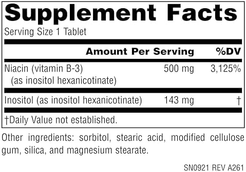 Source Naturals No-Flush Niacin, B-3, 500 mg - 60 Vegetarian Tablets | Cardiovasular Health | Energy Support*
