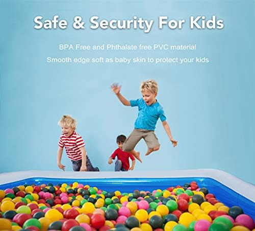 Inflatable Kiddie Pool, 50x33x17 Inch Rectangular