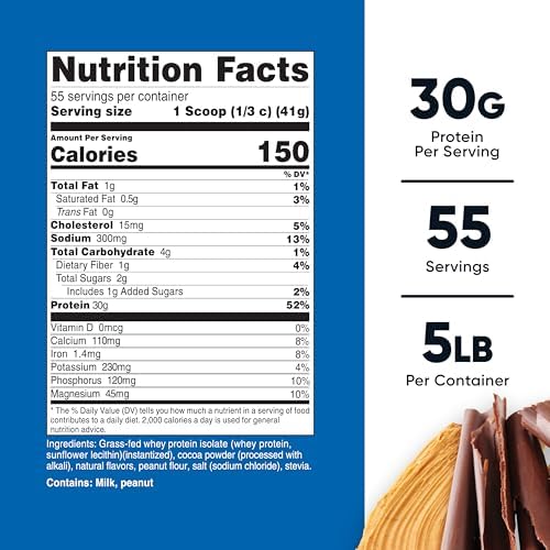 Nutricost Grass-Fed Whey Protein Isolate (Vanilla) 5LBS | GMO-Free, Gluten Free, Natural Flavors