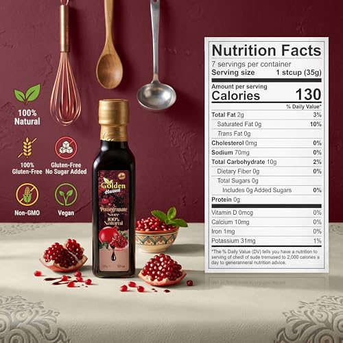 Golden Pomegranate Molasses, 10 fl oz, Non-GMO, Gluten Free, Sugar Free