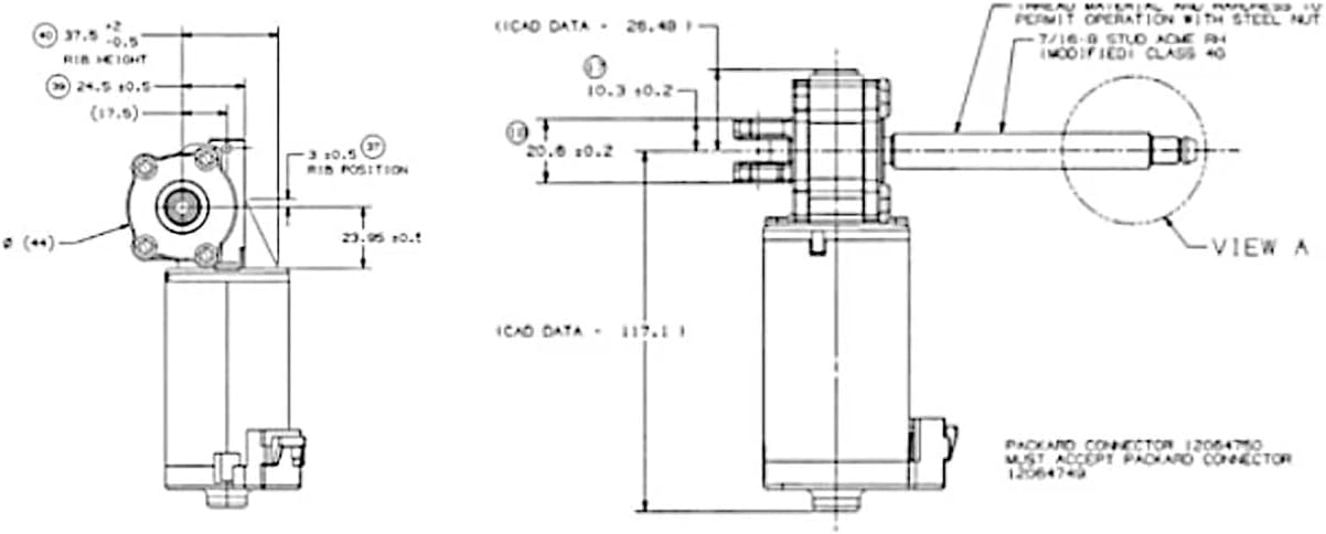 Gear Head DC Motor 12Vdc - Worm Drive Left-Hand Configuration