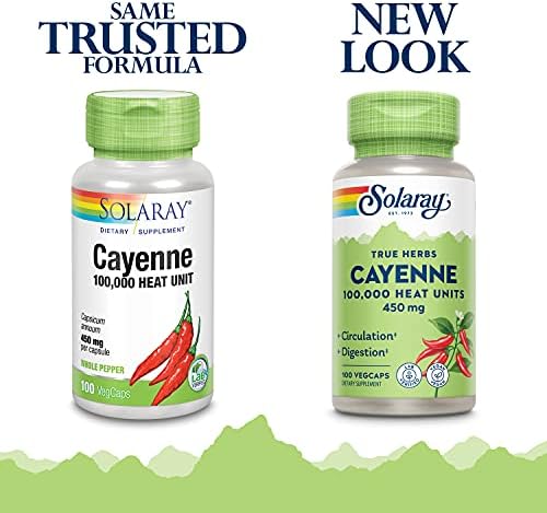 Solaray Cayenne 100,000 Heat Units, Capsaicin Supplements, 100 VegCaps