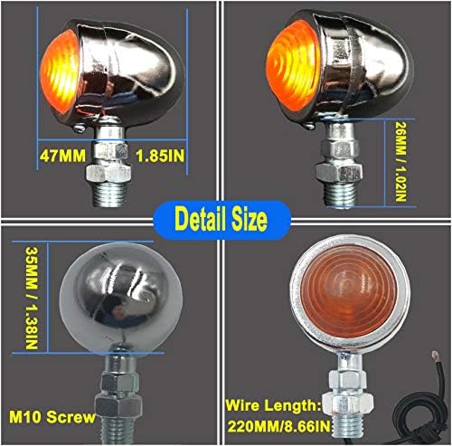 Universal Motorcycle Turn Signals Bullet Blinker Indicator Lights Amber Lamp Light for Sportster Cruiser Bobber Chopper Harley Honda Yamaha Kawasaki