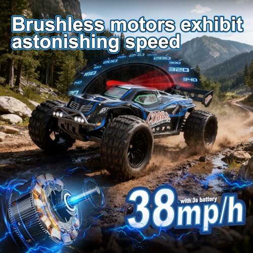 Supersize 1/10 High Speed RC Cars for Adults, 4WD Off-Road Electric Truggy with 3S 5000mAh LiPo Battery & 3660 Brushless Motor