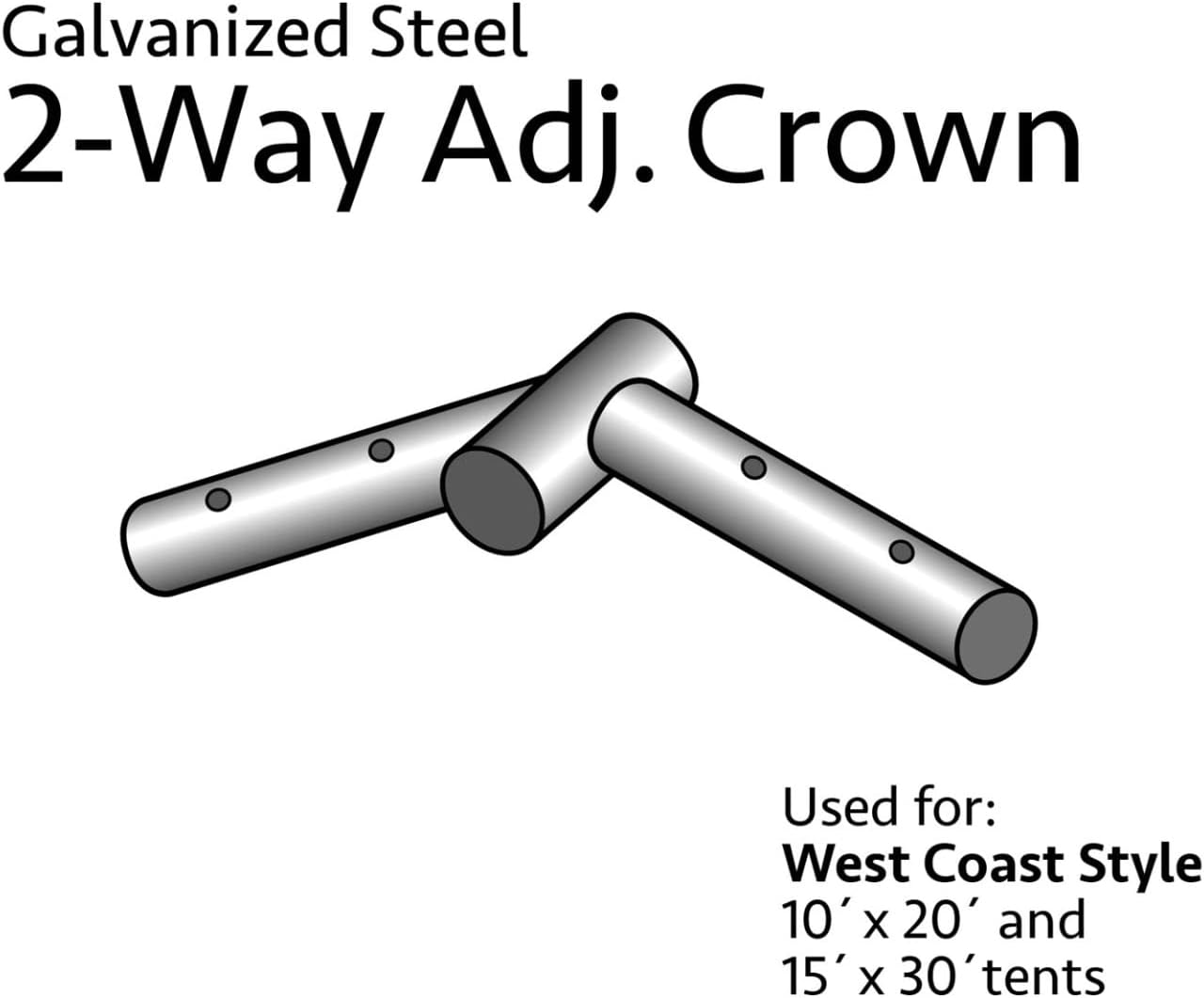 4 Way Crown Steel Replacement Premium Frame Tent Fitting | For Premium West Coast Frame Style Party Tents | Part Fits 10' x 10' and 15' x 15' Tent Frames