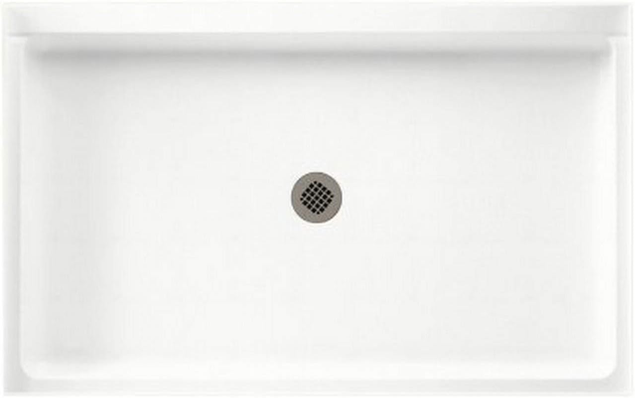 Swan SF03454MD.011 54-in L x 34-in W x 5.5-in H Solid Surface Shower Base, Tahiti White
