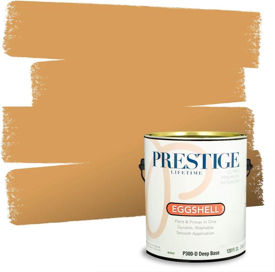 PRESTIGE Paints Exterior Paint and Primer In One, 1-Gallon, Satin, Comparable Match of Sherwin Williams* Cachet Cream*