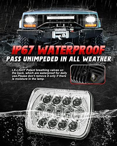 LX-LIGHT 105W 1000% Bright Black H6054 5x7 7x6 Led Headlights DRL Anti-glare Hi/Low Sealed Beam Compatible with Jeep Wrangler YJ Cherokee XJ Trucks Ford Chevy etc