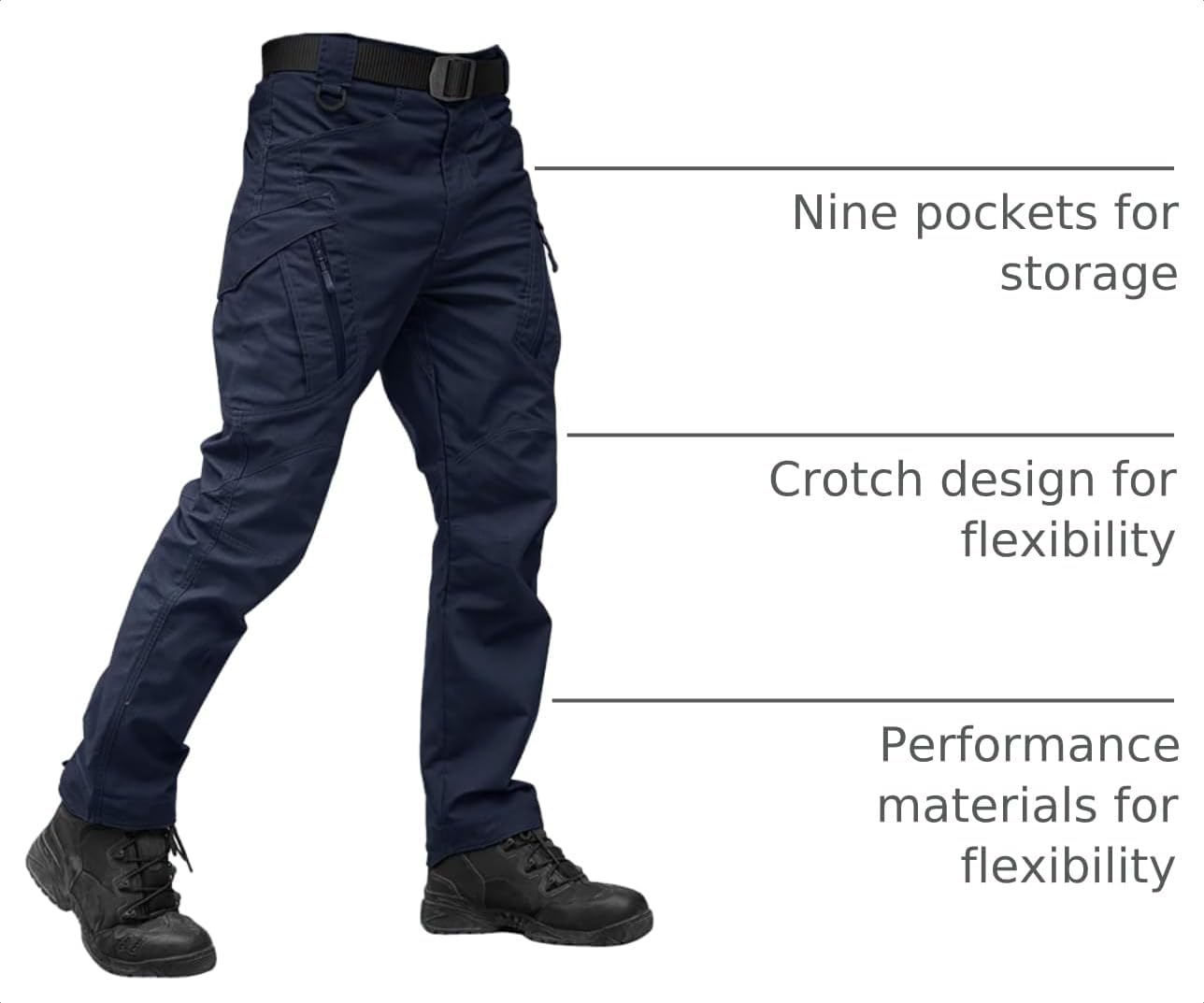 TACVASEN Men's Tactical Pants Waterproof Hiking Work Pants for Men Construction Stretch Cargo Trousers 9 Pockets