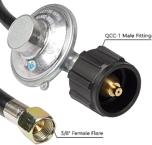 CAMPLUX 5 Ft Propane Regulator Hose, Replacement Part for Outdoor Gas Water Heater, 3/8" Female Flare Nut Max 80,000 BTU