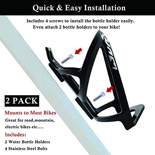 2-Pack Bike Water Bottle Cage Bicycle Water Bottle Holder Lightweight & Strong Bicyle Mount for Road & Mountain Bikes with Screws Spanner