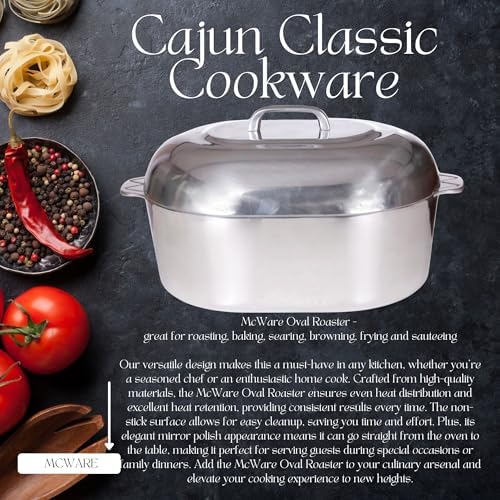 15 Inch Aluminum Oval Roaster - McWare by Cajun Classic Cookware