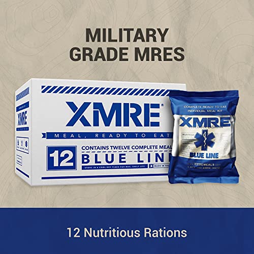 XMRE Blue Line MRE Meals Military 2022 Bulk | Military Grade MREs | For Survival Kits & Hurricane Preparedness Items | Emergency Food Supplies