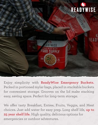 ReadyWise 7 Day Emergency Food Supply – 60 Servings Grab Bag, Camping Essentials, Freeze Dried Survival Food Kit & Dehydrated Meals