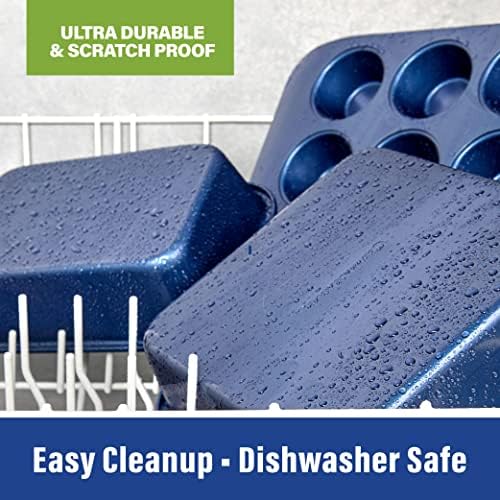 Granitestone Blue Nonstick 9.7in x 5.75in x 2.8in Loaf Pan, Oven Safe up to 500F, Dishwasher Safe