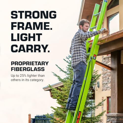Little Giant HyperLite 16', Extension Ladder, Fiberglass | Lightweight Fiberglass Extension Ladder, Non-Conductive, For Electricians and Contractors